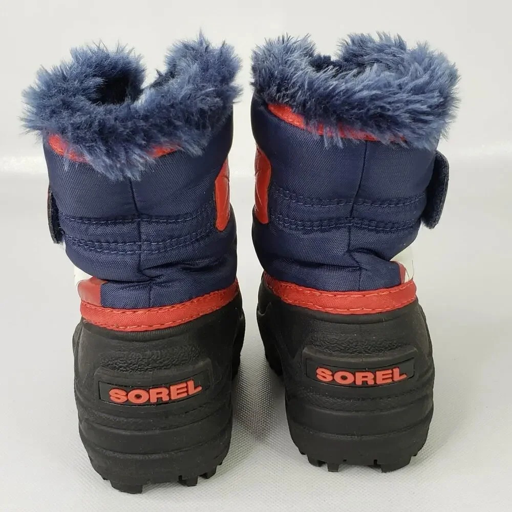 Sorel Toddler Snow Commander Snow Boots Size 6 Black Super Blue pull on